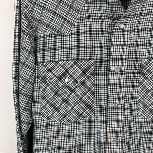 Vintage Crazy Cowboy Western Plaid Shirt with Pearl Snaps - Picture 3 of 8